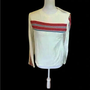 Petallush long sleeve tee NWT. White crew neck with stripes great doe fall